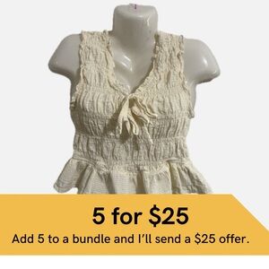 Joe Fresh Cream Smocked Ruffle Blouse
CLEARANCE 5 for $25